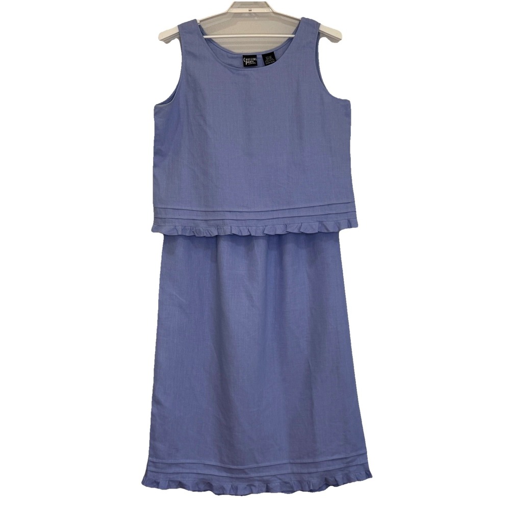 Crossing Pointe Top and Skirt Set Womens Size XL Lavender 100% Linen Lagenlook